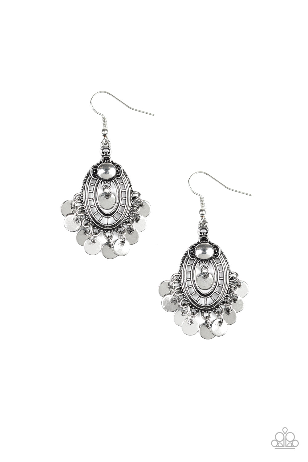 Paparazzi Earrings - Chime Chic - Silver