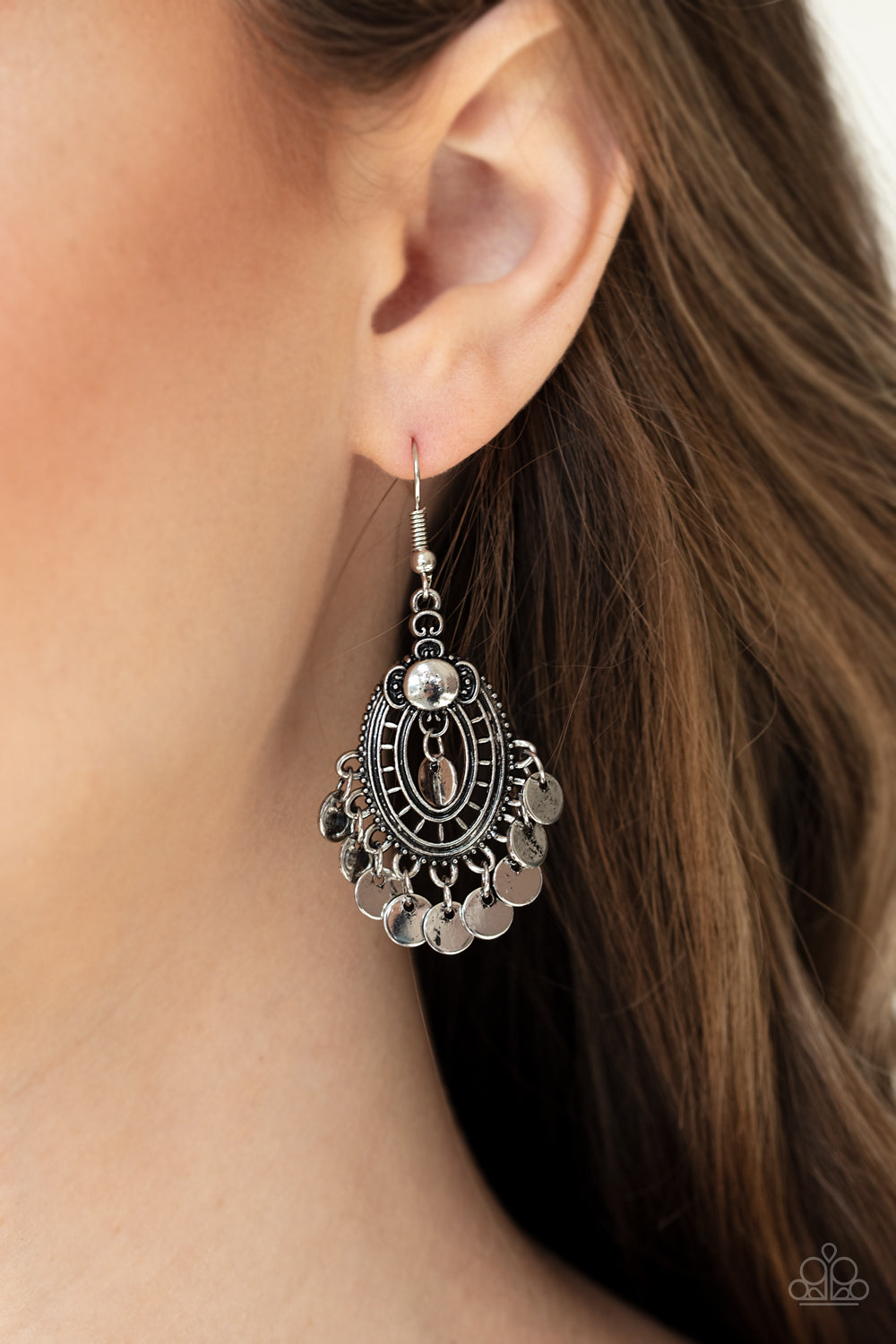 Paparazzi Earrings - Chime Chic - Silver