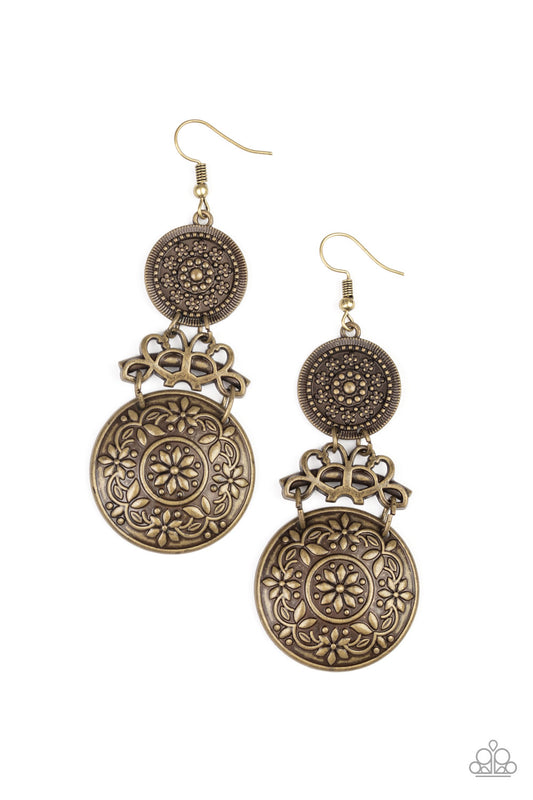 Paparazzi Earrings - Garden Adventure - Brass
