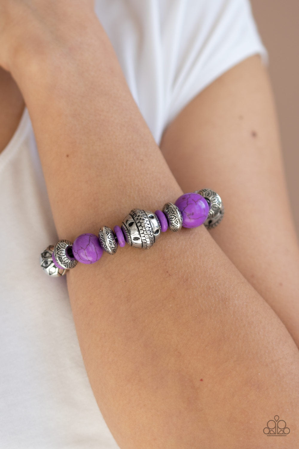 Paparazzi Bracelets - Majestic Masonry - Purple