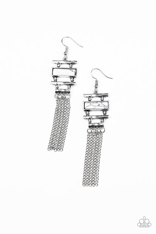 Paparazzi Earrings - Stone Dwellings - White