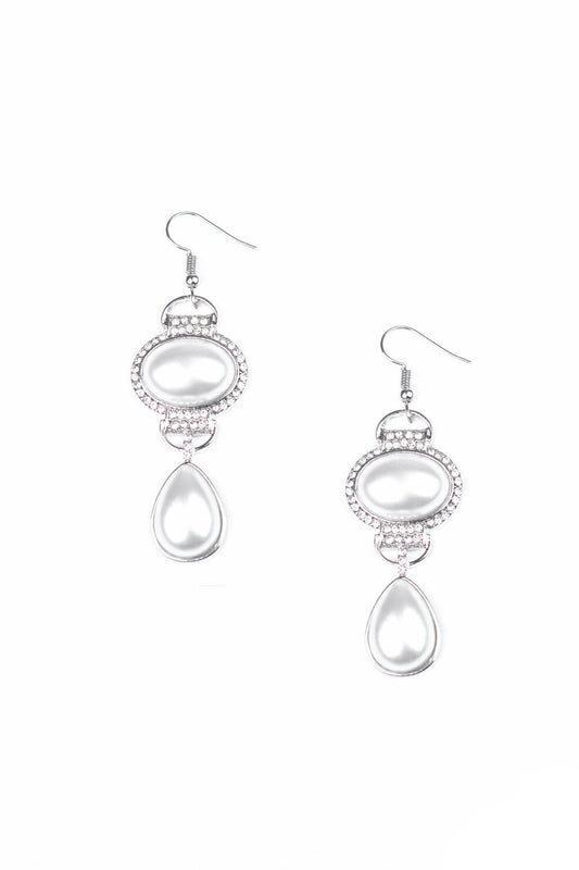 Paparazzi Earrings - Icy Shimmer - White