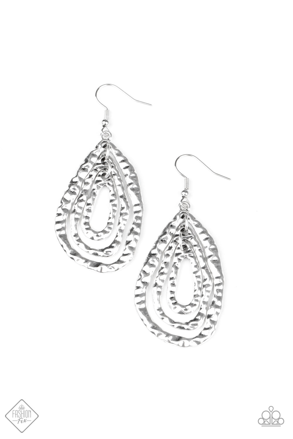 Paparazzi Earrings - Metallic Meltdown - Silver