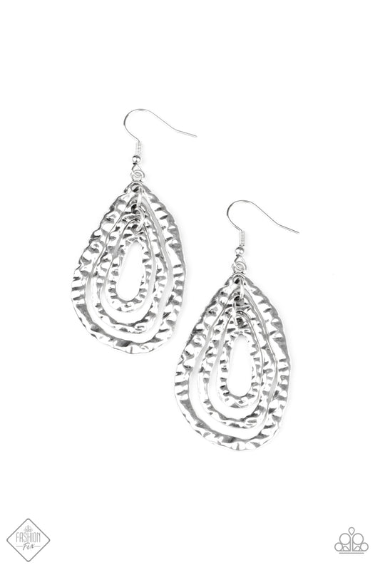 Paparazzi Earrings - Metallic Meltdown - Silver