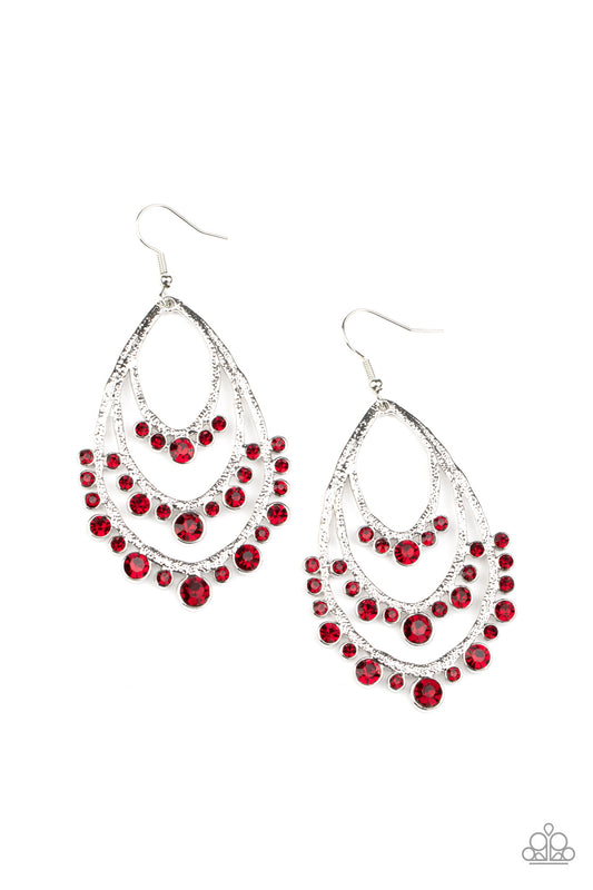 Paparazzi Earrings - Break Out in TIERS - Red