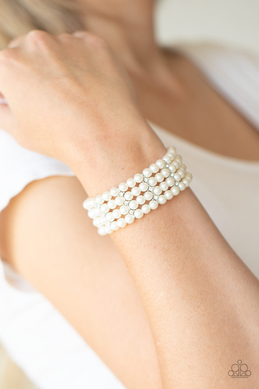 Paparazzi Bracelets - Stacked To The Top - White