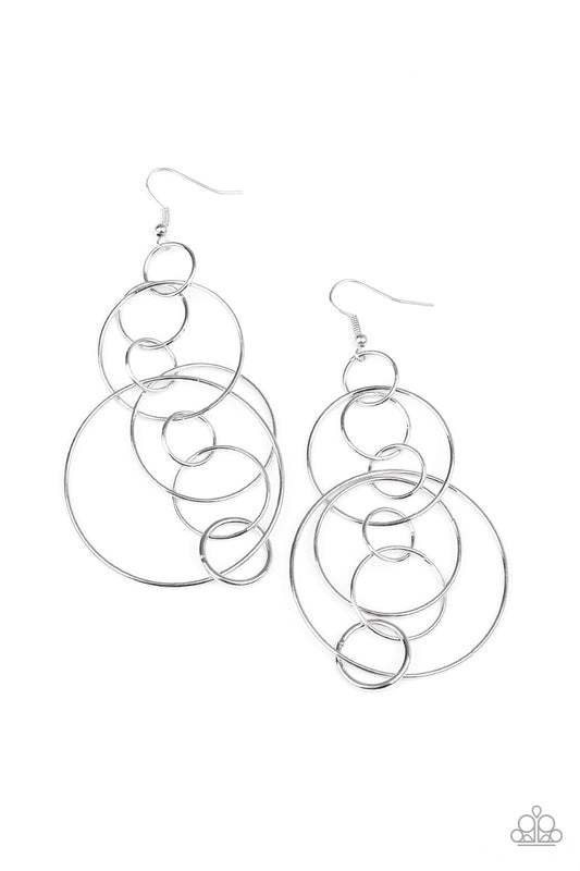 Paparazzi Earrings - Running Circles Around You - Silver