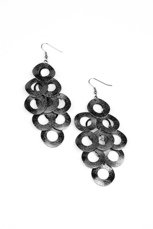 Paparazzi Earrings - Scattered  Shimmer - Black