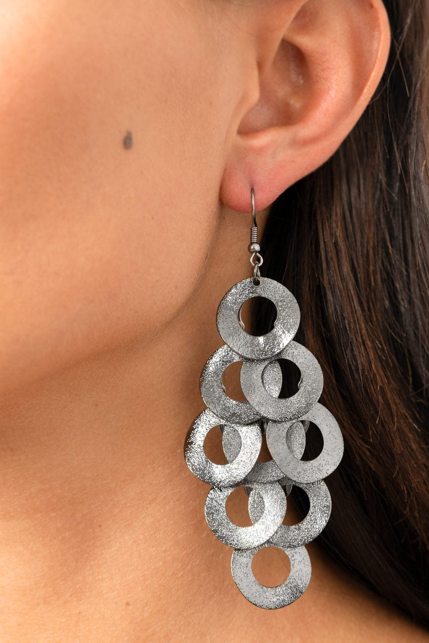 Paparazzi Earrings - Scattered  Shimmer - Black