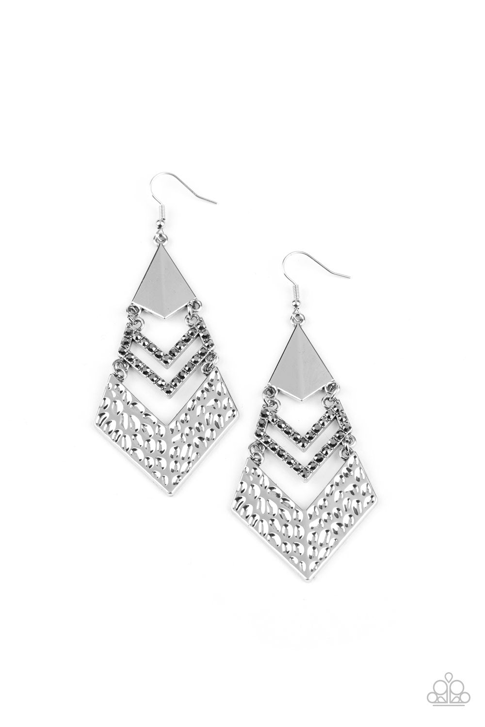 Paparazzi Earrings - Work Hazard - Silver