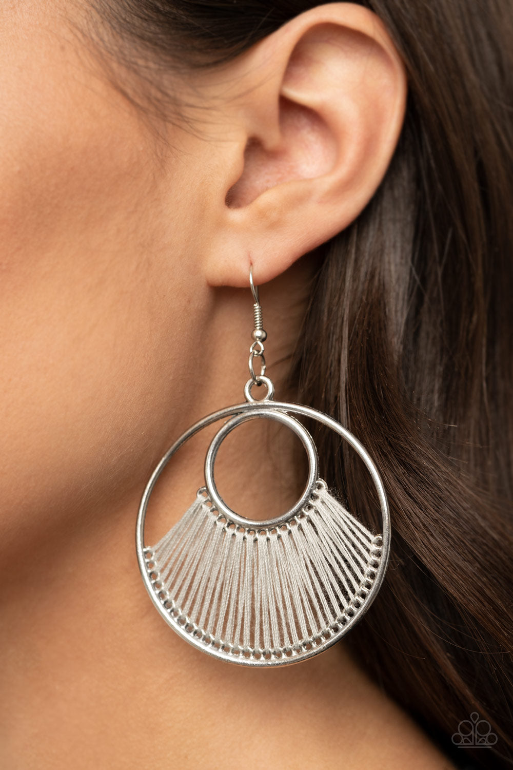 Paparazzi Earrings - Really High - Strung - Silver