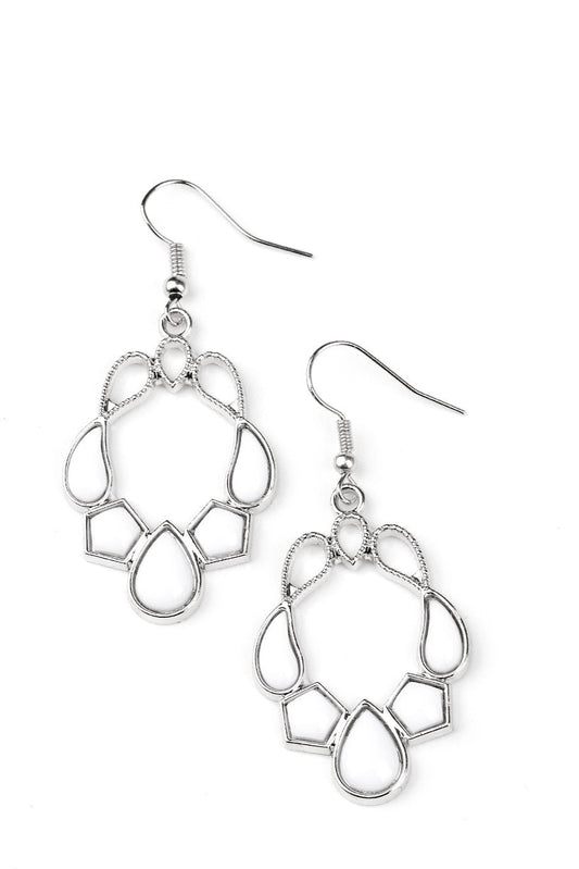 Paparazzi Earrings - It's Rude to STEER - White