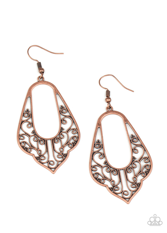 Paparazzi Earrings - Grapevine Glamour - Copper