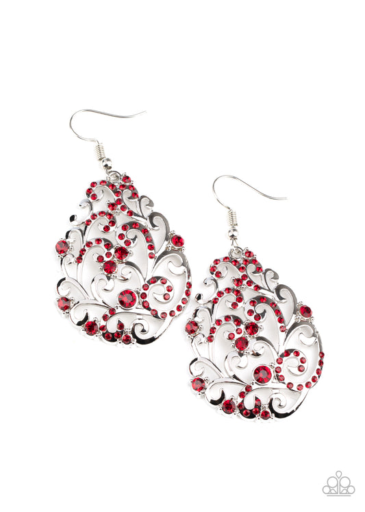 Paparazzi Earrings - Winter Garden - Red