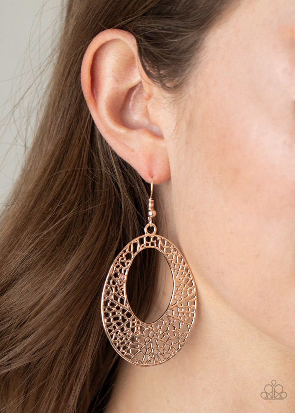 Paparazzi Earrings - Serenely Shattered - Rose Gold