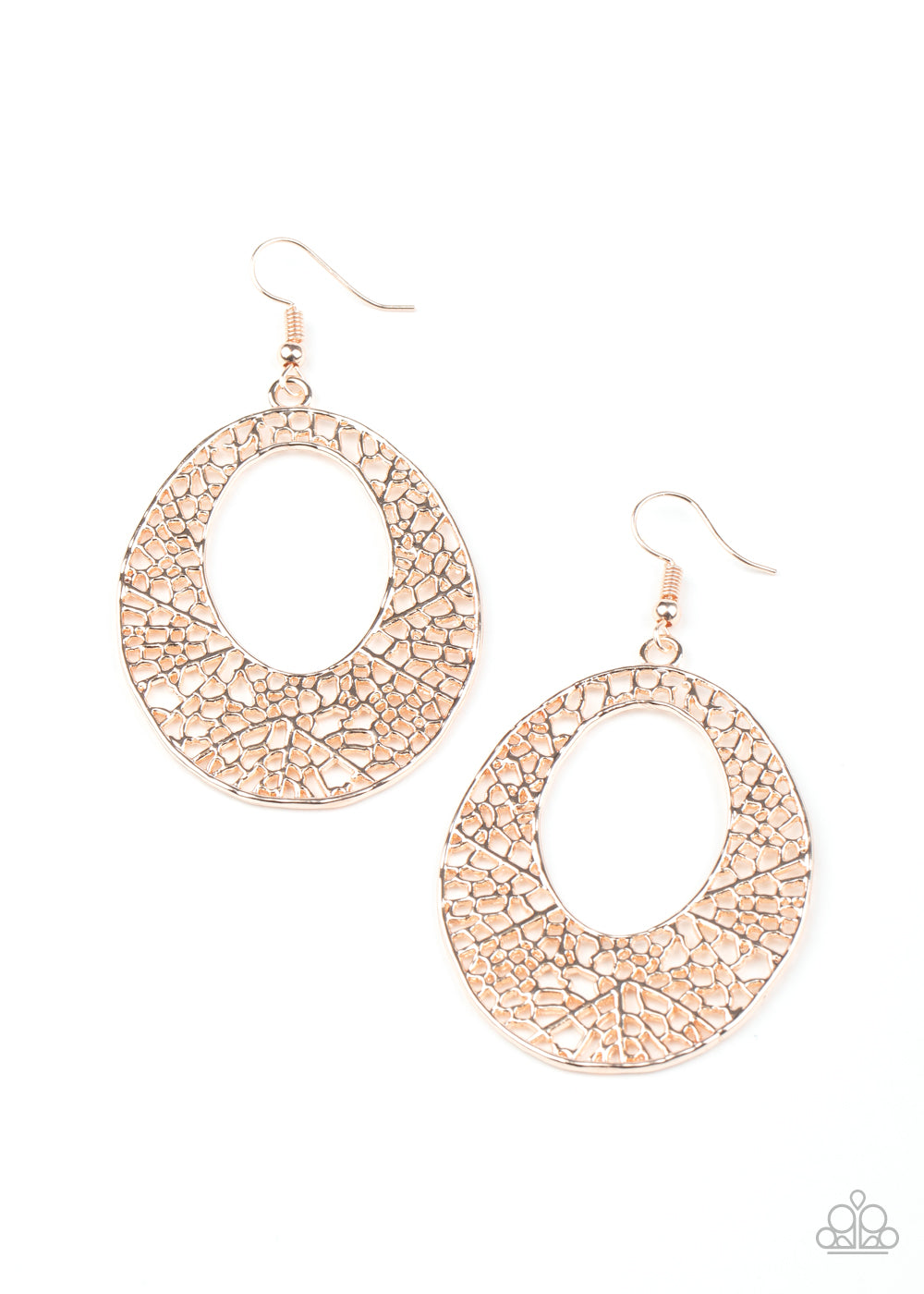 Paparazzi Earrings - Serenely Shattered - Rose Gold