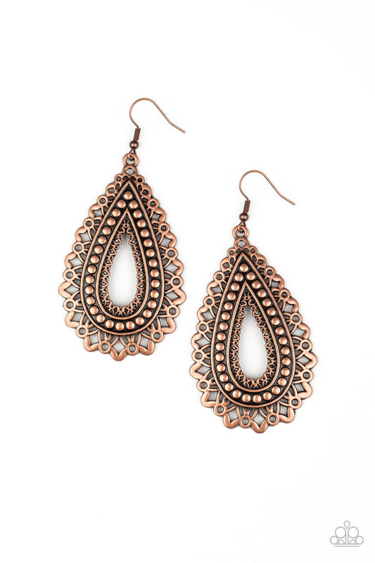Paparazzi Earrings - Texture Garden - Copper