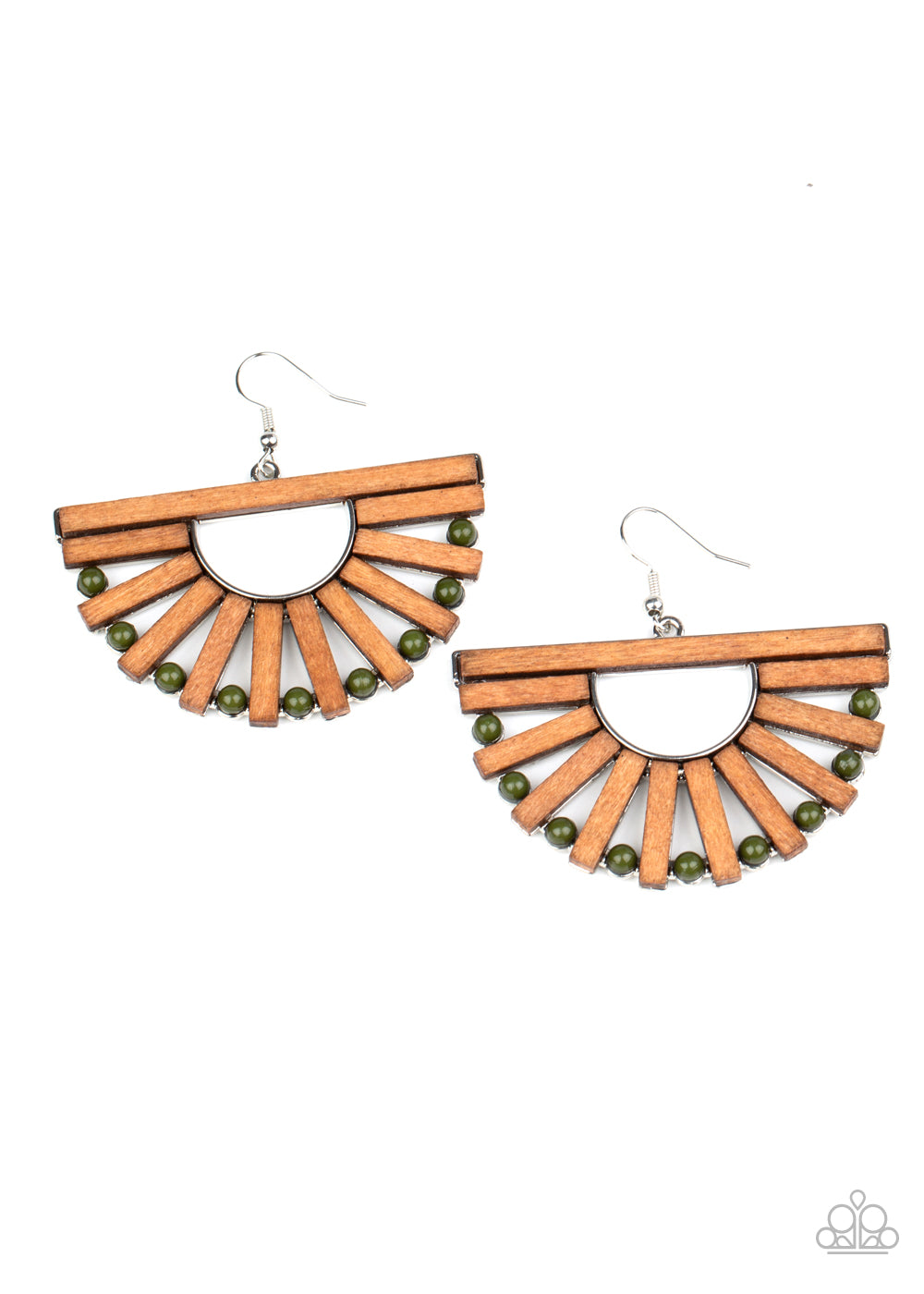 Paparazzi Earrings - Wooden Wonderland - Green