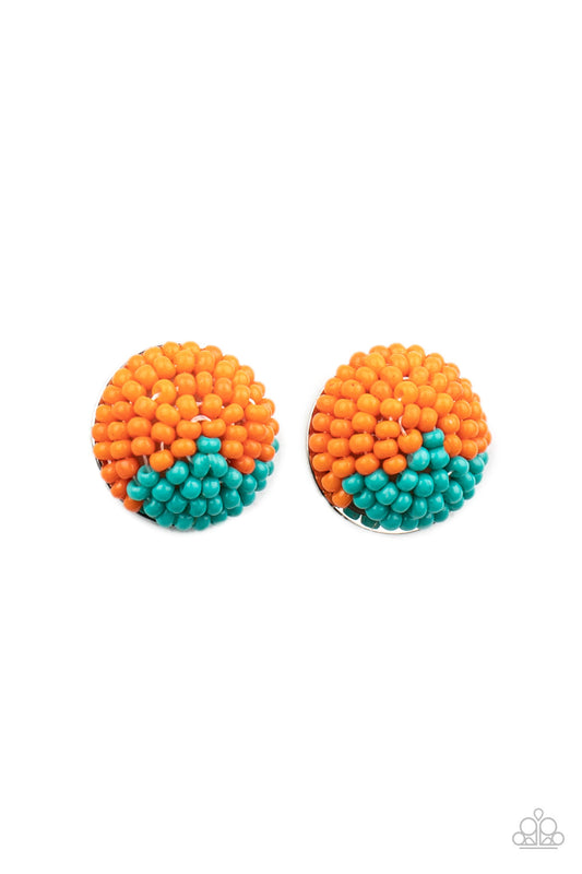 Paparazzi Earrings - As Happy As Can BEAD - Orange