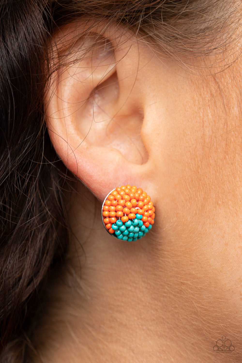 Paparazzi Earrings - As Happy As Can BEAD - Orange