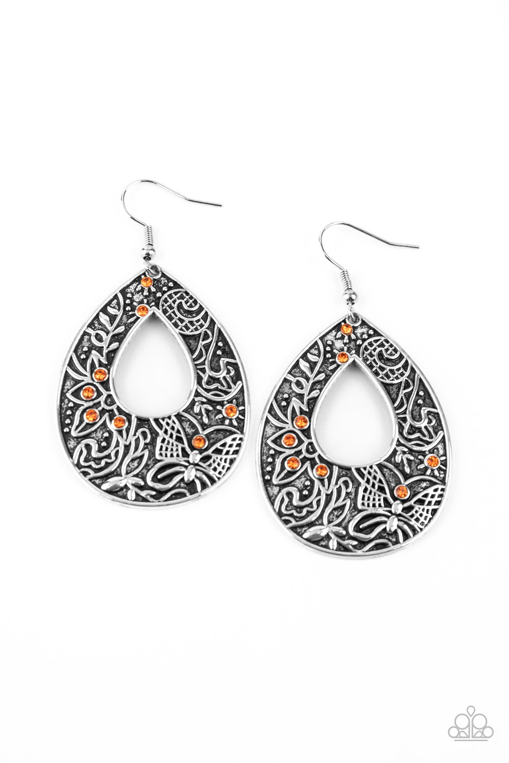 Paparazzi Earrings - Botanical Butterfly - Orange