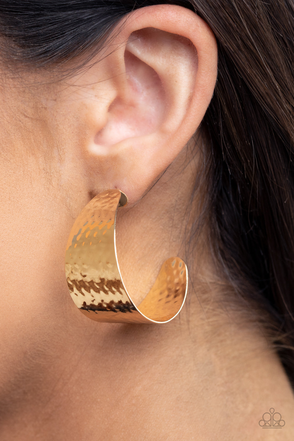 Paparazzi Earrings - Flatten The Curve - Gold hoop