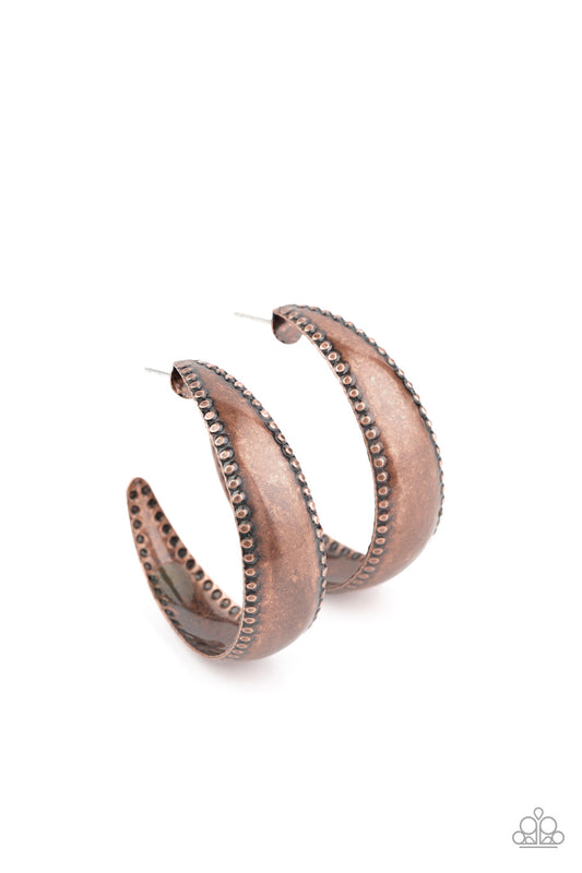 Paparazzi Earrings - Burnished Benevolence - Copper Hoop
