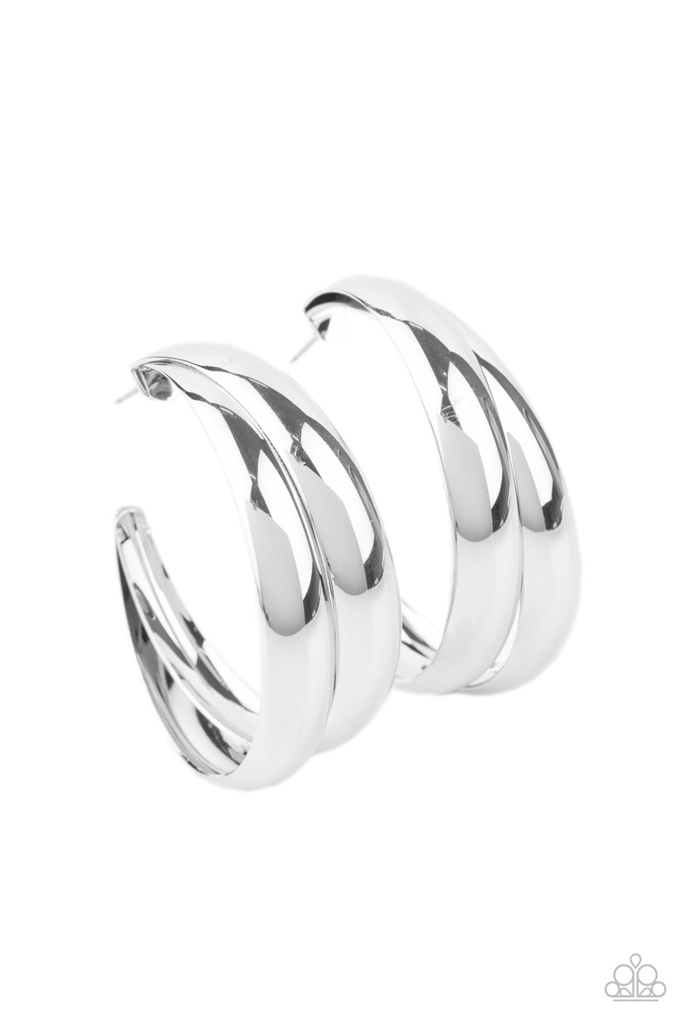 Paparazzi Earrings - Colossal Curves - Silver Hoop
