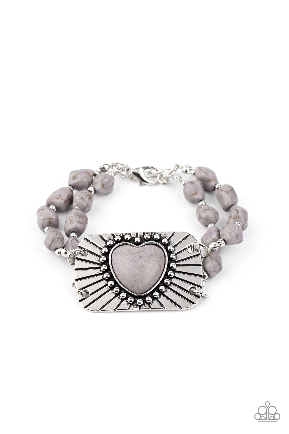 Paparazzi Bracelets - Sandstone Sweetheart - Silver