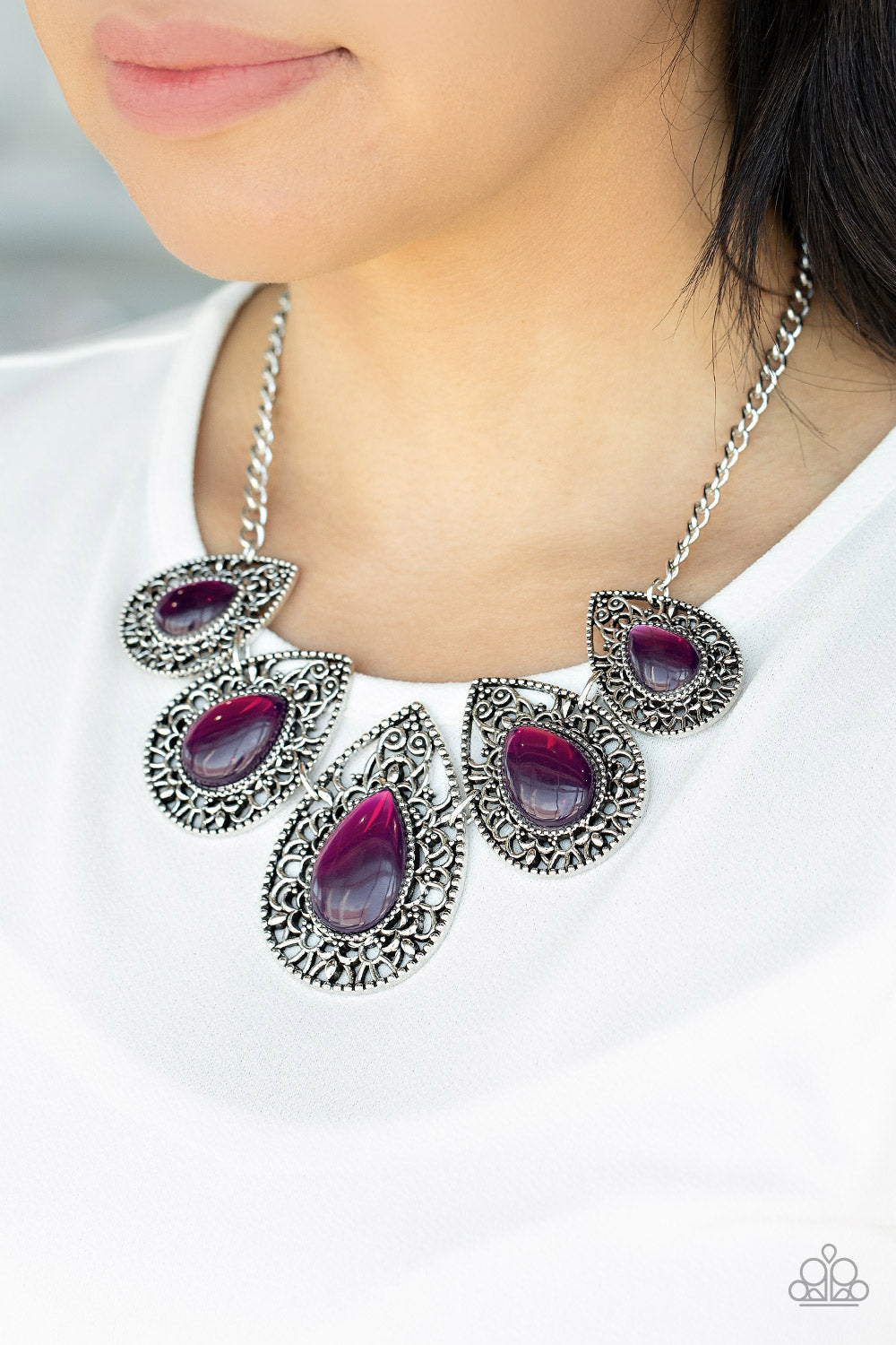 Paparazzi Necklaces - Opal Auras - Purple