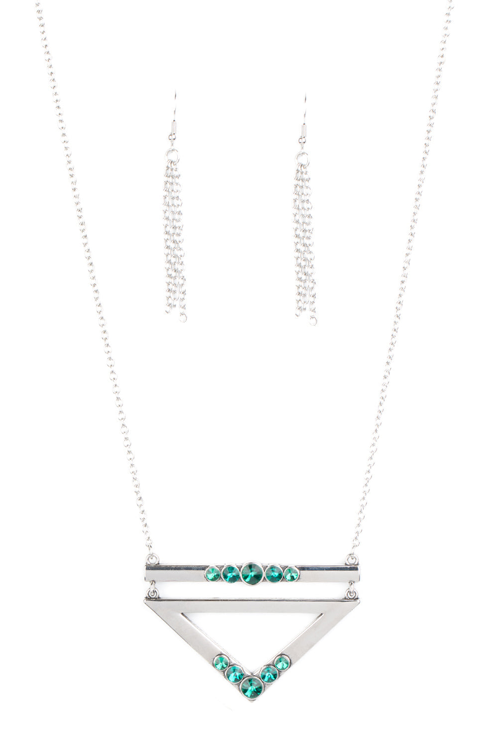 Paparazzi Necklaces - Triangulated Twinkle - Green