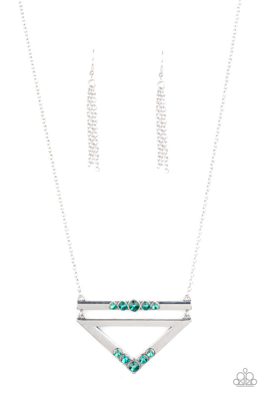 Paparazzi Necklaces - Triangulated Twinkle - Green