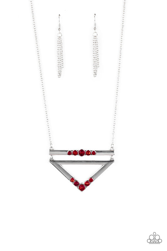 Paparazzi Necklaces - Triangular Twinkle - Red