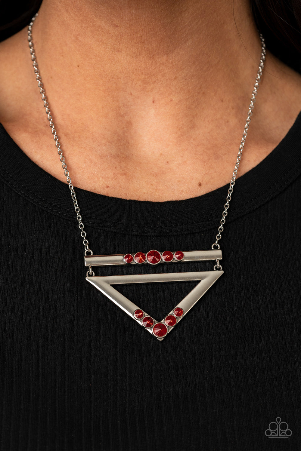 Paparazzi Necklaces - Triangular Twinkle - Red