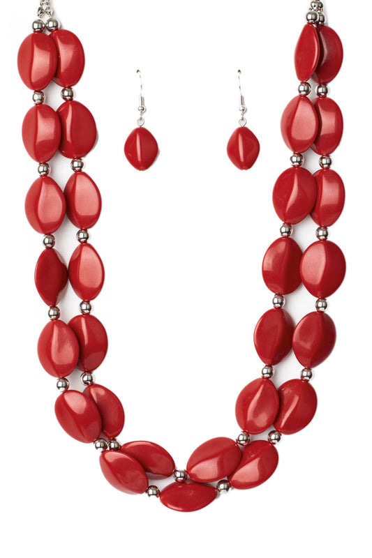 Paparazzi Necklaces - Two-Story Stunner - Red
