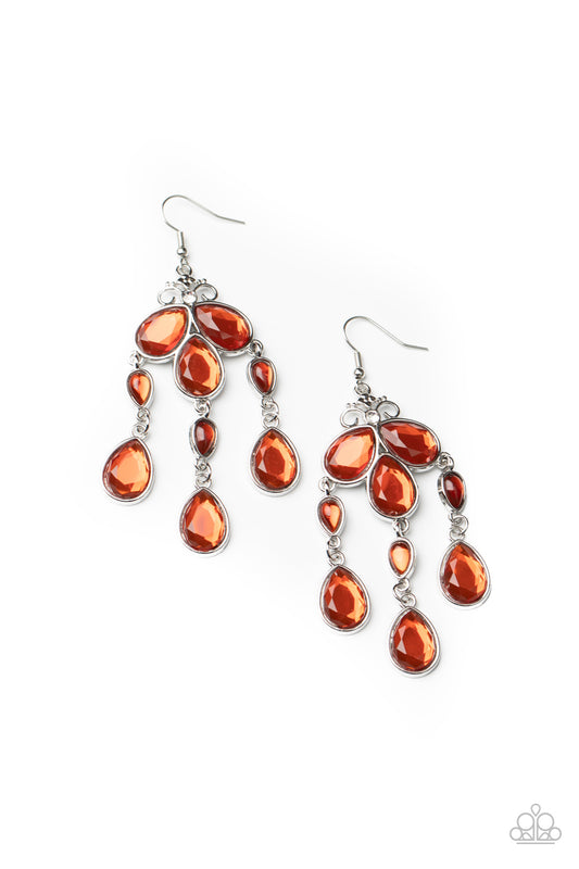 Paparazzi Earrings - Clear The HEIR - Orange