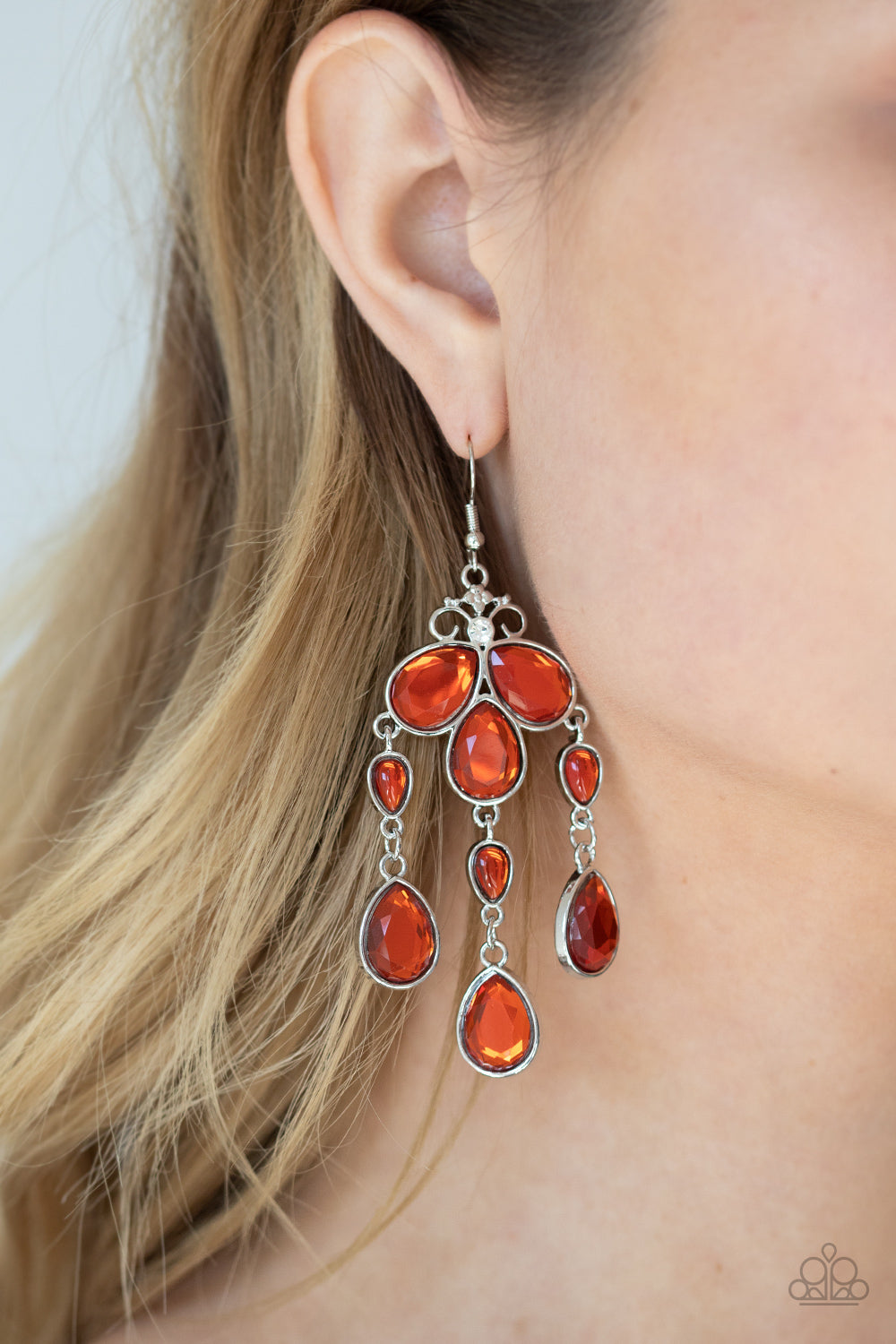 Paparazzi Earrings - Clear The HEIR - Orange