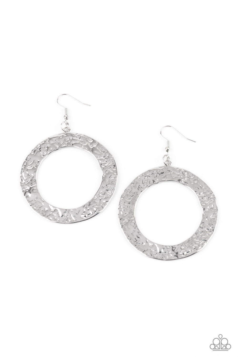 Paparazzi Earrings - PRIMAL Meridian - Silver