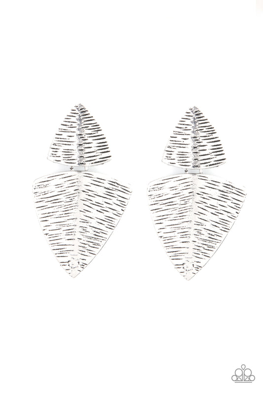 Paparazzi Earrings - PRIMAL Factors - Silver