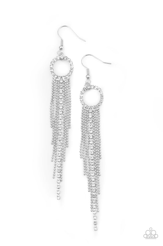 Paparazzi Earrings - Pass The Glitter - White