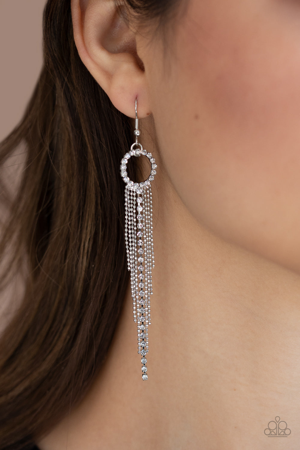 Paparazzi Earrings - Pass The Glitter - White
