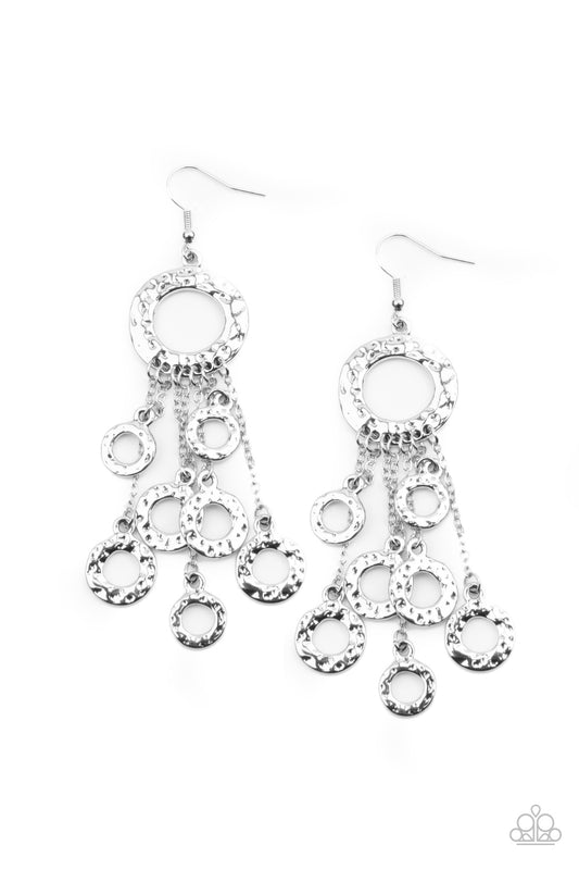 Paparazzi Earrings - Right Under Your Noise -Silver