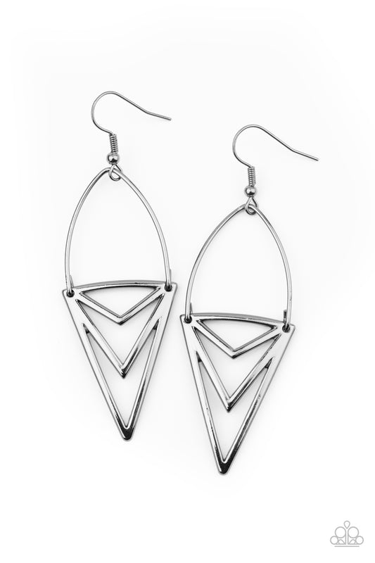 Paparazzi Earrings - Proceed With Caution - Black