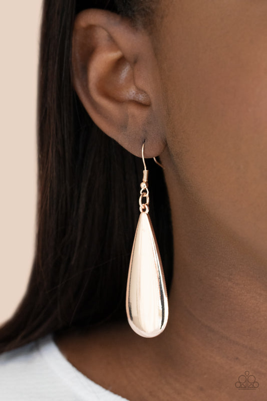 Paparazzi Earrings - The Drop Off  - Rose Gold