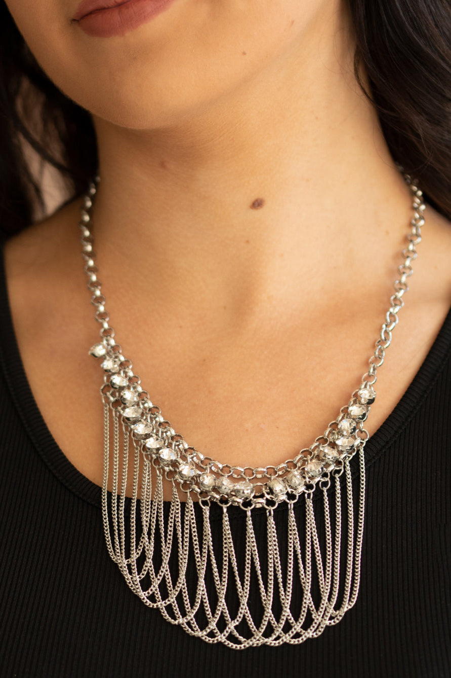 Paparazzi Necklaces - Flaunt Your Fringe - White