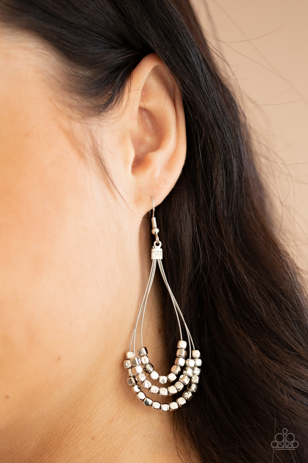 Paparazzi Earrings - Off The Blocks Shimmer - Silver