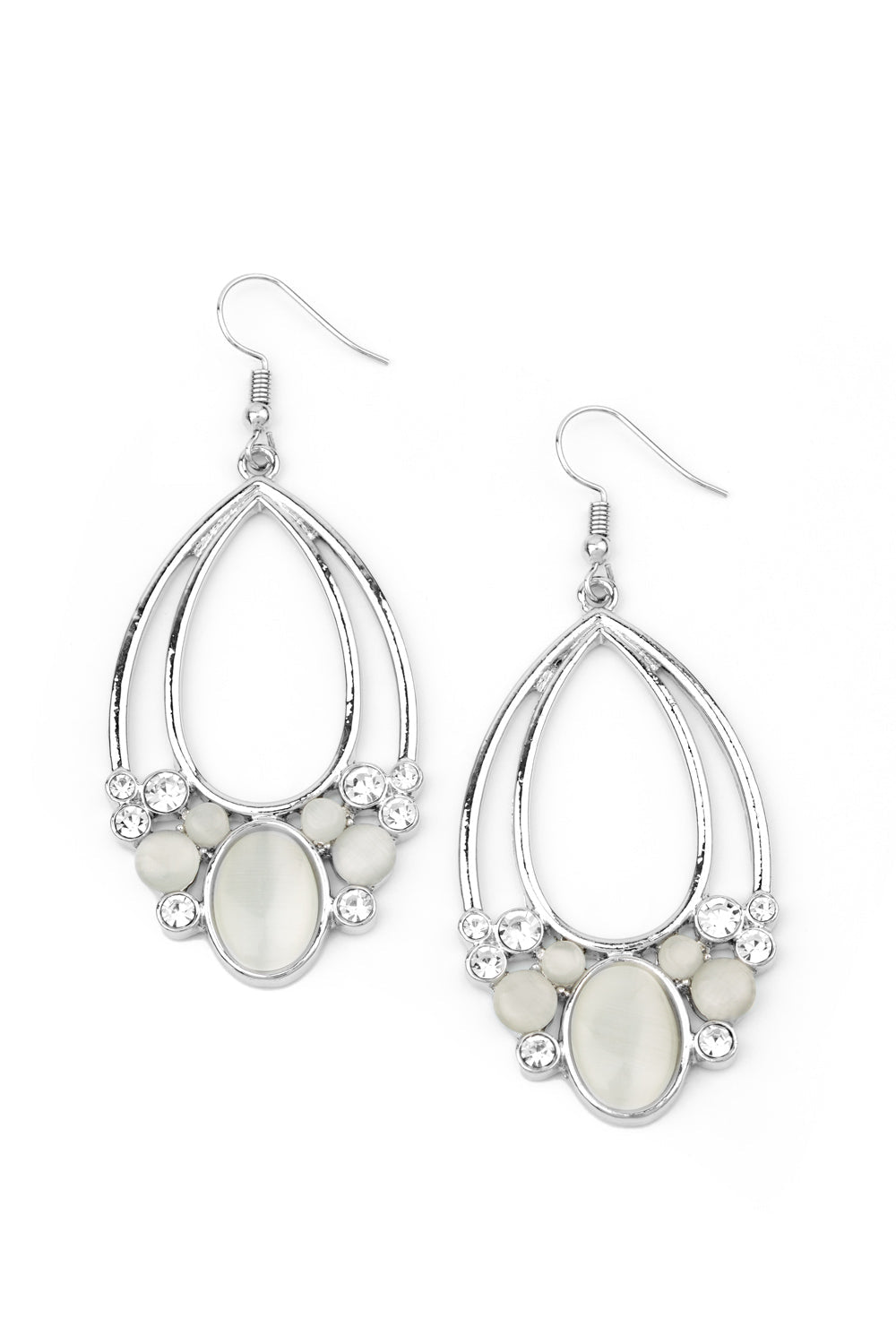 Paparazzi Earrings - Look Into My Crystal Ball - White