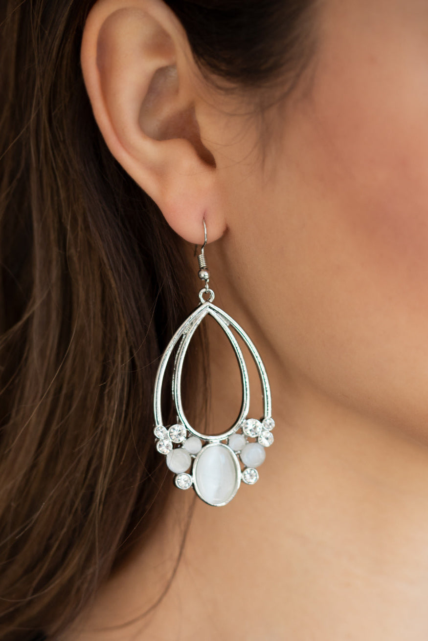 Paparazzi Earrings - Look Into My Crystal Ball - White