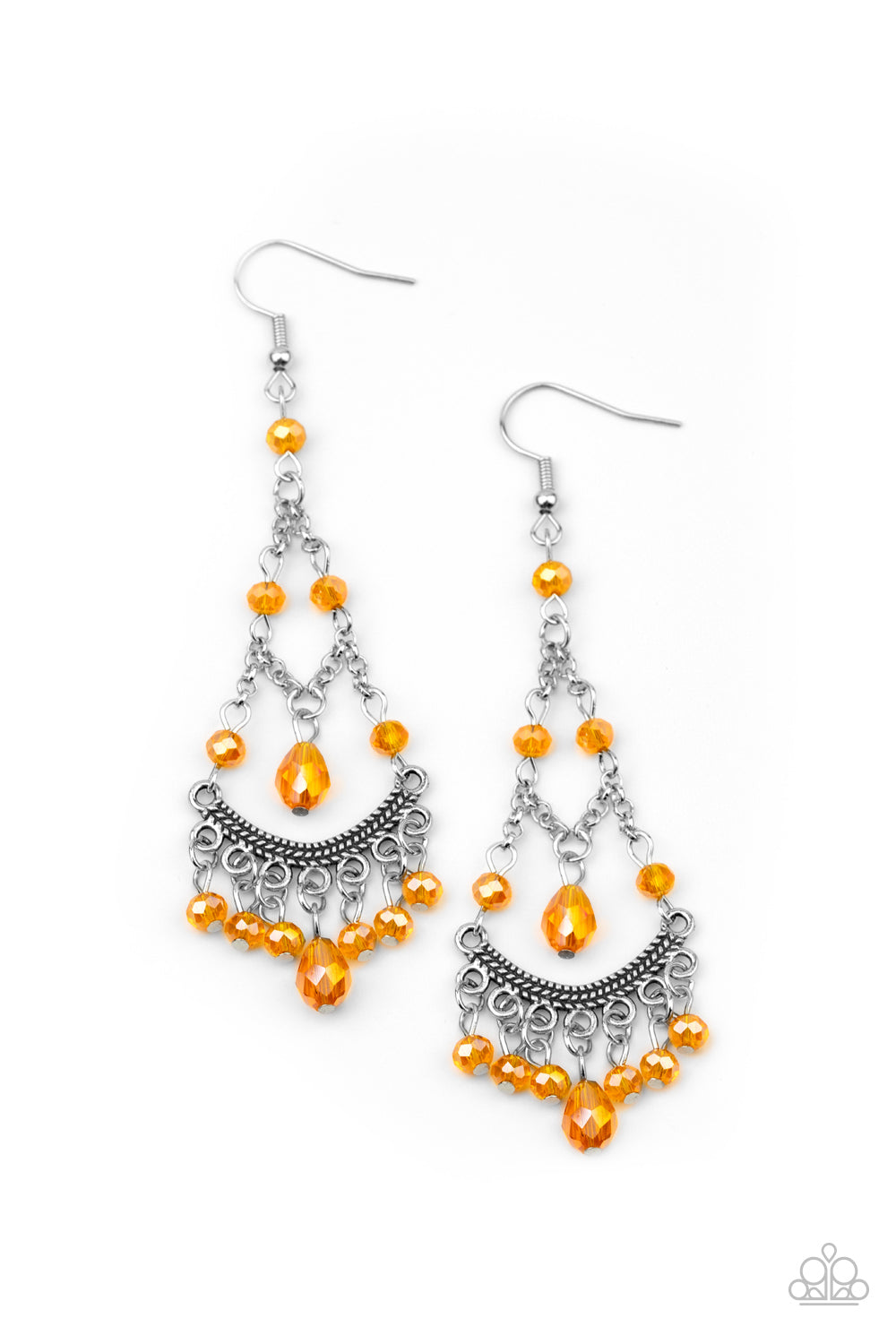 Paparazzi Earrings - First In Shine - Orange