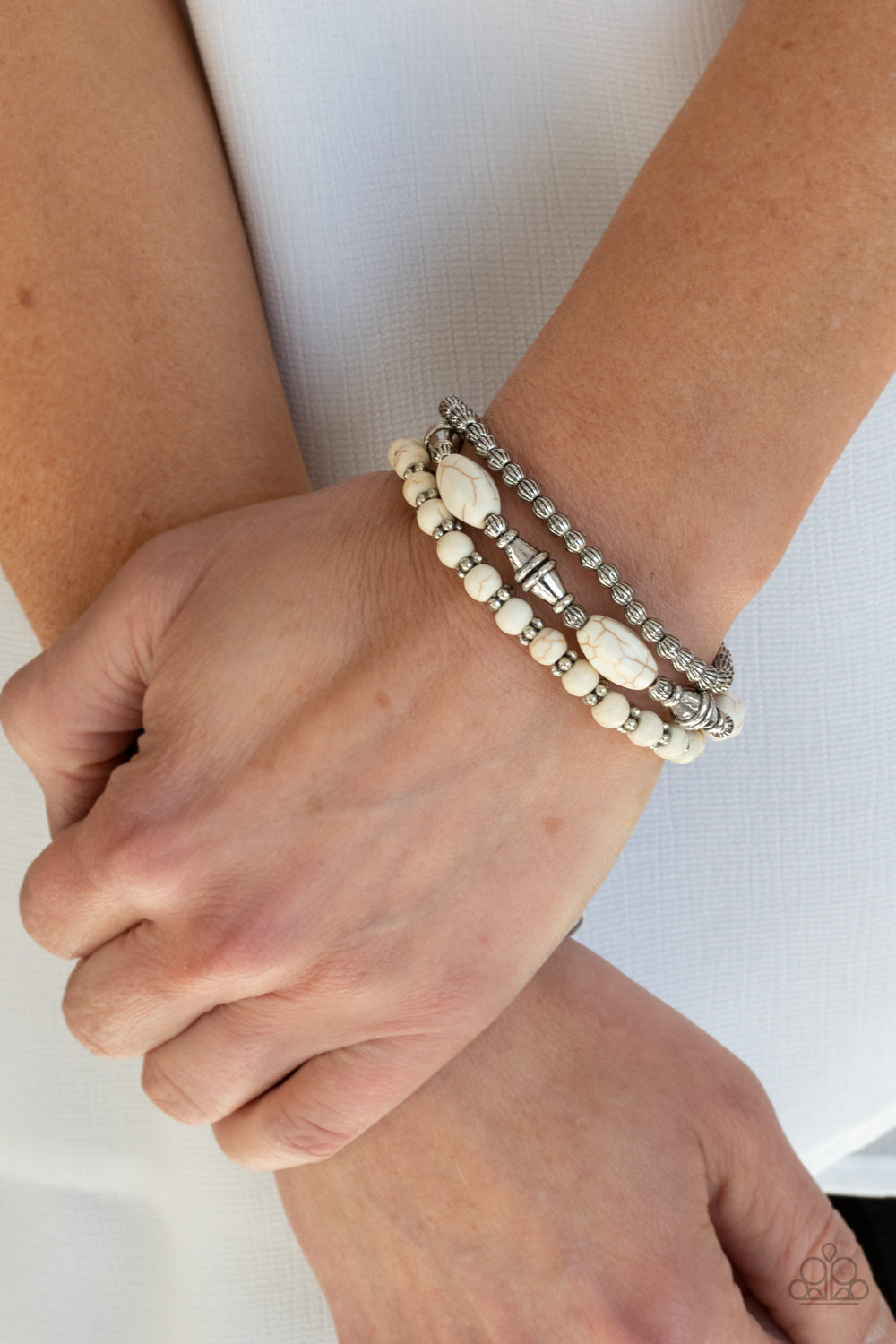 Paparazzi Bracelets - Sahara Sanctuary - White